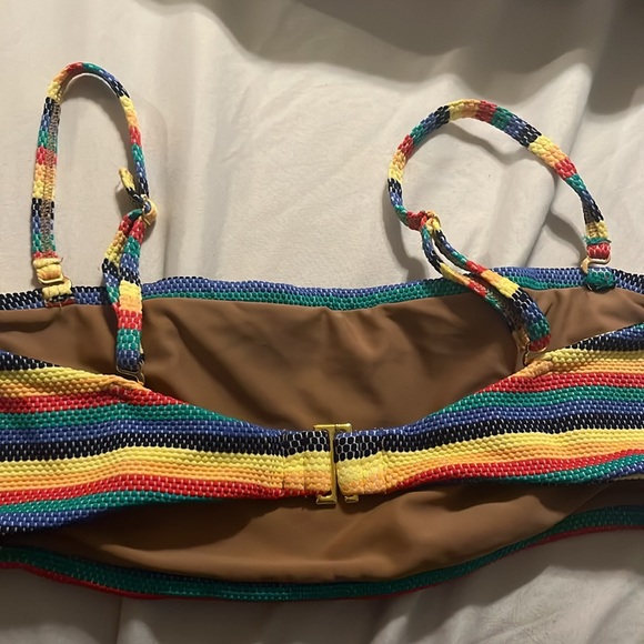 Montce Rainbow Stripe Bikini Top - Red Yellow Green Blue Purple - Picture 5 of 6